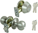 ProSource B9621BRA4F Deadbolt and Entry Lockset, Knob Handle, Ball Design, Stainless Steel, 3 Grade, Stainless Steel
